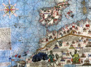 Chart Prints: Catalan Atlas (1375). Detail of Spain and North Africa