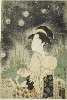 Leisure Collection: Catching Fireflies, Mid-1790s. Creator: Eishosai Choki