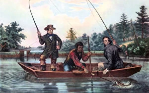 Catching a Trout, 1854.Artist: Currier and Ives