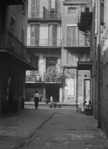 Shutters Prints: Cathedral Alley, New Orleans, between 1920 and 1926. Creator: Arnold Genthe