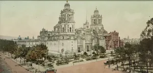 Photochrom Print Prints: The cathedral, City of Mexico, between 1884 and 1900. Creator: William H. Jackson