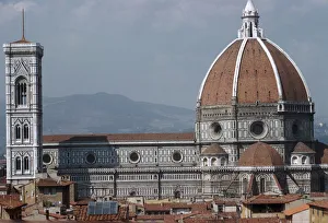 The cathedral and Giottos Tower in Florence from the Palazzo Vecchio. Artist: Filippo Brunelleschi The cathedral and Giottos Tower in Florence from the Palazzo Vecchio. Artist: Filippo Brunelleschi