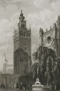 Unesco Prints: The Cathedral with the Giralda, Seville, Andalusia, Spain, 1853. Creator: Unknown
