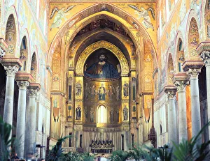 Apse Prints: Cathedral interior with mosaics, Monreale, Sicily, Italy