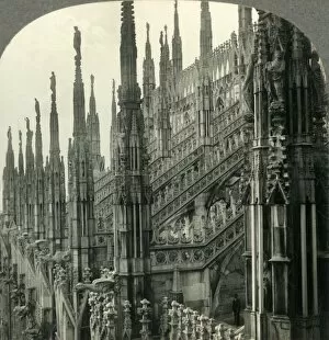 Lombardy Gallery: The Cathedral of Milan, Italy - Up among Its Myriad Spires, c1930s. Creator: Unknown