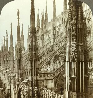 Lombardy Gallery: The Cathedral of Milan - up among its myriad spires, Italy, c1909. Creator: Unknown