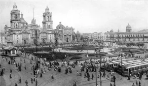 Mexico City Prints: Cathedral and National Palace, Mexico City, Mexico, 1926