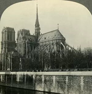 Notre Dame De Paris Gallery: Cathedral of Notre Dame, Showing Flying Buttresses, Paris, France, c1930s. Creator: Unknown
