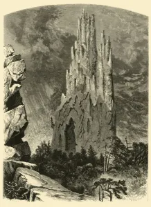 Sheppard William Ludwell Prints: Cathedral Rock - Side-view, 1872. Creator: William Ludwell Sheppard