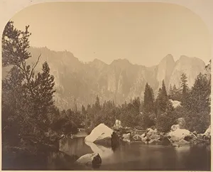 Carleton Emmons Prints: Cathedral Rock, Down the Valley, 1861. Creator: Carleton Emmons Watkins