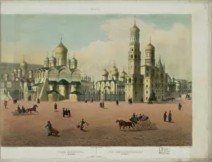 Benoist Collection: The Cathedral Square in the Moscow Kremlin (from a panoramic view of Moscow in 10 parts), ca 1848