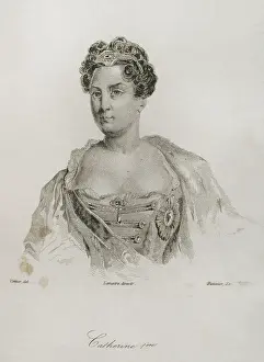 Catherine I of Russia (1684-1727), 1839. Creators: Augustin Francois Lemaitre, Pannier