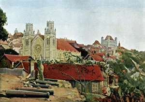 Antananarivo Prints: Catholic Cathedral, Palace of the Queen, late 19th century. Artist: Gillot