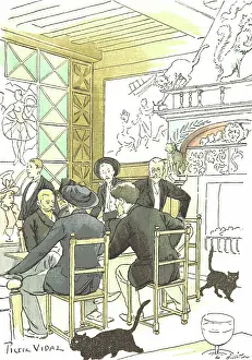 Cats in a cafe, 1893. Creator: Pierre Vidal