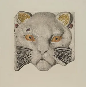 Na And Xef Prints: Cats Head, c. 1938. Creator: Harriette Gale