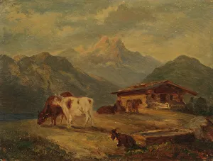 Knulson Johan Prints: A cattle house in the Bavarian Alps, 1873. Creator: Johan Knutson