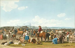 Cattle Market Prints: Cattle Market near Genua, 1820. Artist: Kobell, Wilhelm, Ritter von (1766-1853)