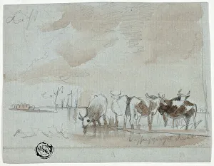 Cuyp Aelbert Prints: Cattle in Water, 18th century. Creator: Unknown