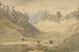 Yorkshire Gallery: Cattle at a Watering Hole in a Valley, 1830-86. Creator: John Henry Mole