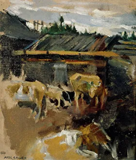 Cattle yard, 1886. Creator: Akseli Gallen-Kallela