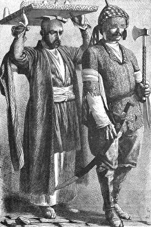 Bates Hw Prints: Caucasian Prince in Chain Armour, and attendant; The Caucasus, 1875. Creator: Unknown