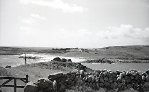 Island Prints: Causeway from Gugh to St Agnes, Scilly Isles, c1955. Creator: Arthur Charles Kirby Ware