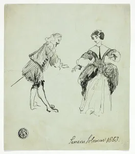 Etiquette Prints: Cavalier and Lady, 1853. Creator: Simeon Solomon
