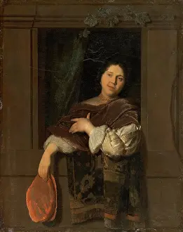 Carpet Prints: Cavalier at an Open Window, 1668. Creator: Jacob Ochtervelt