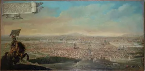Cavalier Prints: Cavalier with view of Paris, equestrian portrait