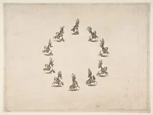 Formation Prints: Ten Cavaliers Forming a Circle, 1652. Creator: Stefano della Bella