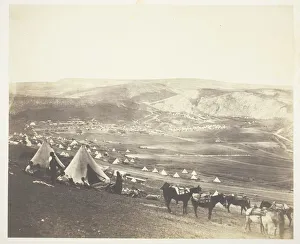 Salted Paper Print From The Album And Prints: Cavalry Camp, Balaklava, 1855. Creator: Roger Fenton