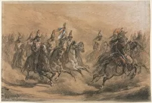 Auguste Raffet French Collection: Cavalry Charge, c. 1840. Creator: Auguste Raffet (French, 1804-1860)