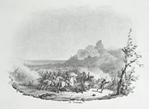 Emile Jean Horace Vernet Gallery: Cavalry Combat at the Battle of Arques, 1820. Creator: Émile Jean-Horace Vernet