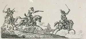 Te Papa Tongarewa Prints: A cavalry fight, c. 1814. Creator: Christian David Gebauer