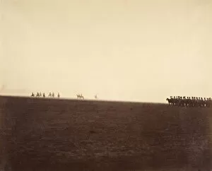 Camp De Mourmelon Collection: [Cavalry Maneuvers, Camp de Chalons], 1857. Creator: Gustave Le Gray