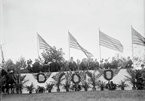 Garrison Lindley Miller Prints: Cavalry Review By President Wilson - Seen In Stand: President Wilson; General Wood; Col