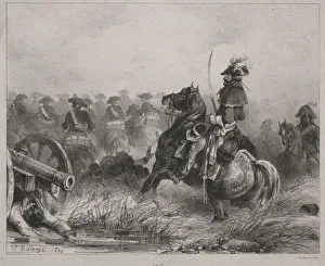 Cavalry Scene, 1836. Creator: Joseph-Louis-Hippolyte Bellange (French, 1800-1866)
