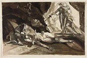 Fuseli Henri Collection: The Cave of Despair, c. 1769. Creator: Henry Fuseli
