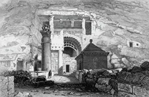 Roberts Emma Prints: The Cave of Karli, 1835. Creator: George Cattermole