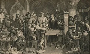 Printing Press Prints: Caxton showing the first specimen of his printing to King Edward IV at Westminster