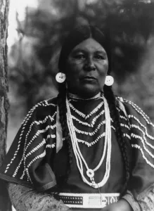 Cayuse Prints: Cayuse woman, c1910. Creator: Edward Sheriff Curtis