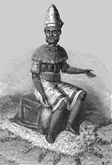 Tribesman Prints: The Cazembe in state dress; The regions of the Cazembe, 1875. Creator: Unknown
