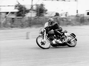 Mills Prints: CE Mills riding a 998cc Vincent, Silverstone, Northamptonshire, 1959