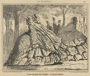 Shawl Prints: Ce ne sont plus des femmes, ce sont des ballons, 1855. Creator: Honore Daumier