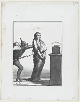 Voting Prints: Ce que certains journaux appeleraient une election libre, 1870. Creator: Honore Daumier