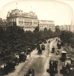 Studios Prints: The Cecil and Savoy Hotels, London, 1896. Creator: Works and Sun Sculpture Studios
