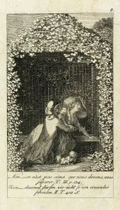 Flirting Prints: Cecilia or the Story of a Rich Orphan, 1787. Creator: Daniel Nikolaus Chodowiecki