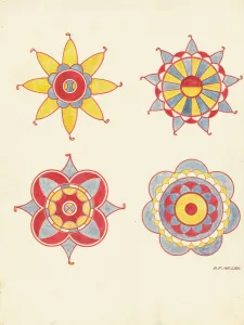 Ceiling Decoration, Detail of (From a Restoration), c. 1940. Creator: Randolph F Miller