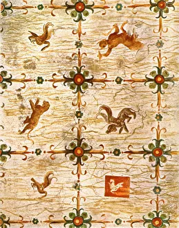 Hellmut Theodor Prints: Ceiling decoration in Neros Domus Aurea, Rome, Italy, (1928). Creator: Unknown