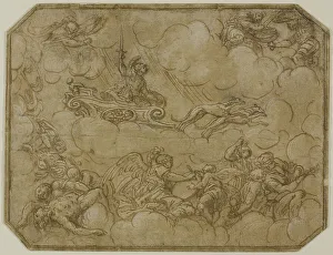 Lead White Prints: Ceiling Design with Mars Driving His Chariot, 1565/69. Creator: Lattanzio Gambara